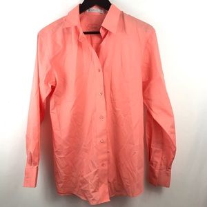 Foxcroft button down blouse top 8 peach